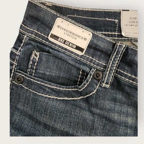 BKE Jeans Women's Sz 28s Bootcut Faded Dark Wash Aiden Slim Fit Low-rise Stretch - Picture 6 of 10